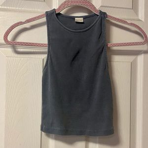 Vintage Blue Racerback Cropped Tank Top